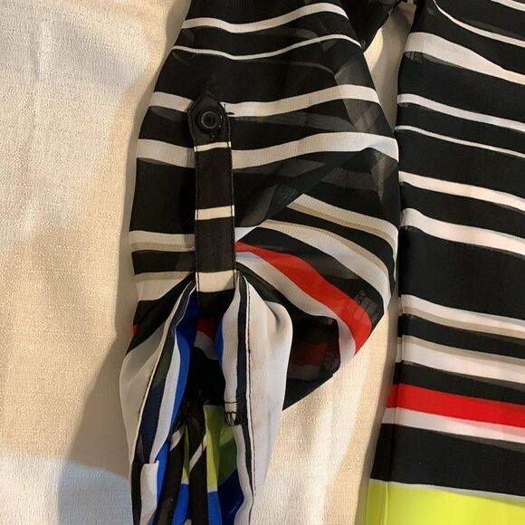 A.n.a. Size XL Petite button up multi color/stripe blouse - Picture 4 of 9